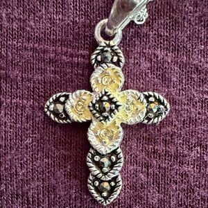 Elegant Silver and white Cross Pendant 925 sterling silver